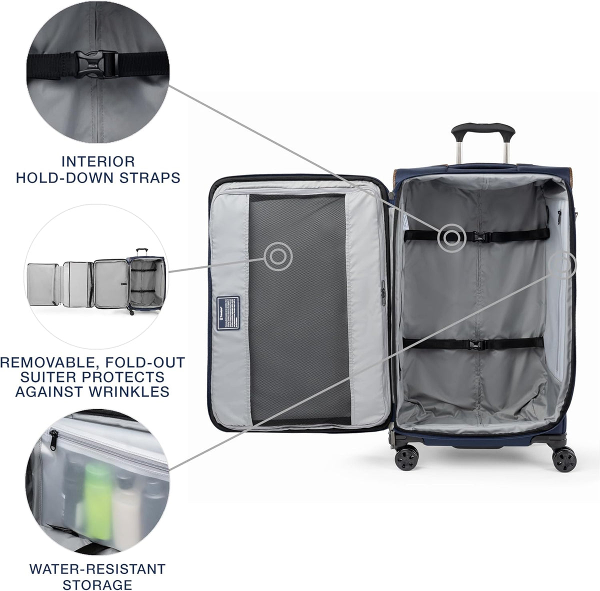 Crew Classic Lightweight Softside Expandable Carry on Luggage, 8 Wheel Spinner Suitcase, Men and Women, Carry On 21-Inch, Black