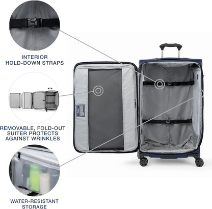 Crew Classic Lightweight Softside Expandable Carry on Luggage, 8 Wheel Spinner Suitcase, Men and Women, Carry On 21-Inch, Black