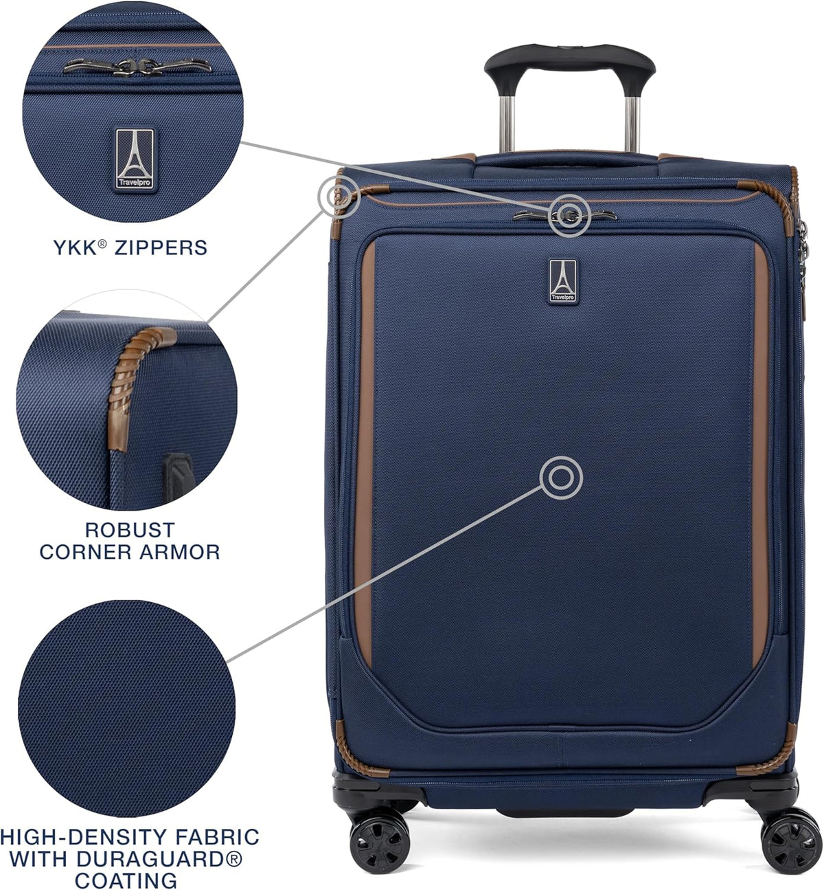 Crew Classic Lightweight Softside Expandable Carry on Luggage, 8 Wheel Spinner Suitcase, Men and Women, Carry On 21-Inch, Black