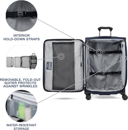 Crew Classic Lightweight Softside Expandable Carry on Luggage, 8 Wheel Spinner Suitcase, Men and Women, Carry On 21-Inch, Black