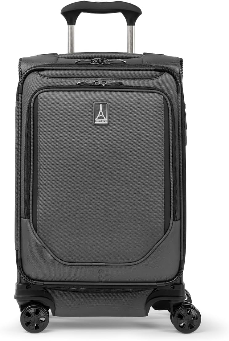 Crew Classic Lightweight Softside Expandable Carry on Luggage, 8 Wheel Spinner Suitcase, Men and Women, Carry On 21-Inch, Black