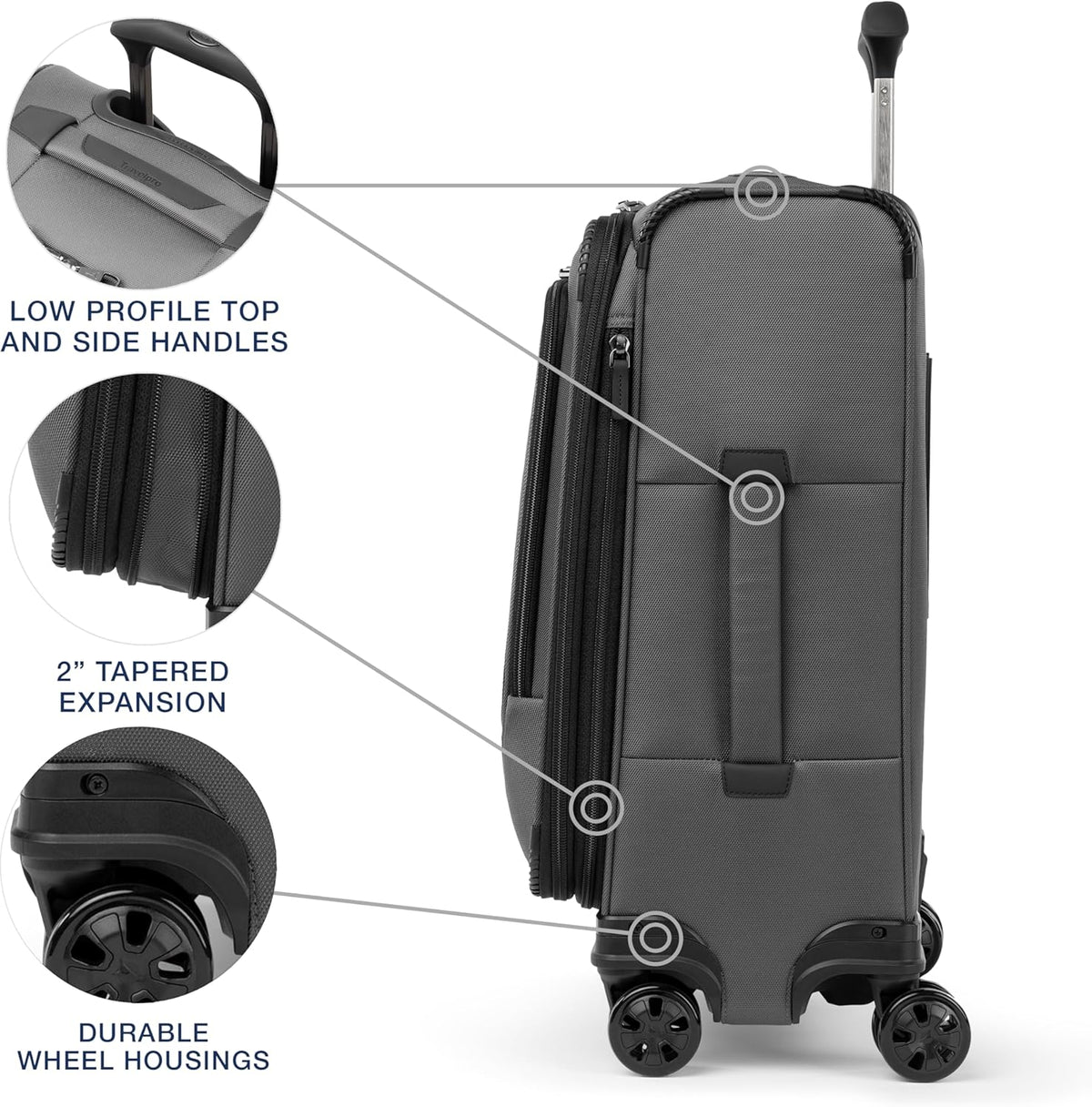 Crew Classic Lightweight Softside Expandable Carry on Luggage, 8 Wheel Spinner Suitcase, Men and Women, Carry On 21-Inch, Black
