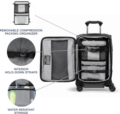 Crew Classic Lightweight Softside Expandable Carry on Luggage, 8 Wheel Spinner Suitcase, Men and Women, Carry On 21-Inch, Black