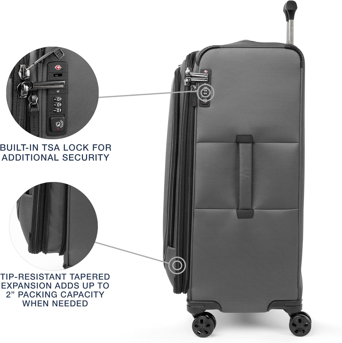 Crew Classic Lightweight Softside Expandable Carry on Luggage, 8 Wheel Spinner Suitcase, Men and Women, Carry On 21-Inch, Black