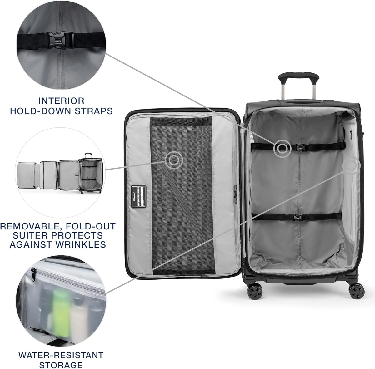 Crew Classic Lightweight Softside Expandable Carry on Luggage, 8 Wheel Spinner Suitcase, Men and Women, Carry On 21-Inch, Black