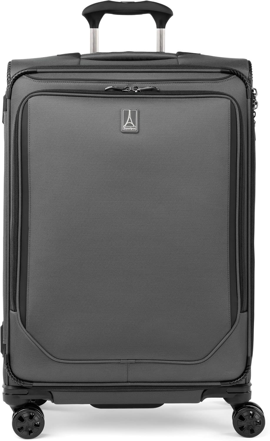 Crew Classic Lightweight Softside Expandable Carry on Luggage, 8 Wheel Spinner Suitcase, Men and Women, Carry On 21-Inch, Black