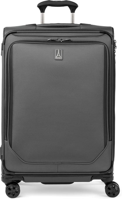 Crew Classic Lightweight Softside Expandable Carry on Luggage, 8 Wheel Spinner Suitcase, Men and Women, Carry On 21-Inch, Black