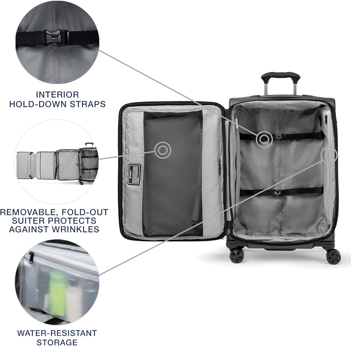 Crew Classic Lightweight Softside Expandable Carry on Luggage, 8 Wheel Spinner Suitcase, Men and Women, Carry On 21-Inch, Black
