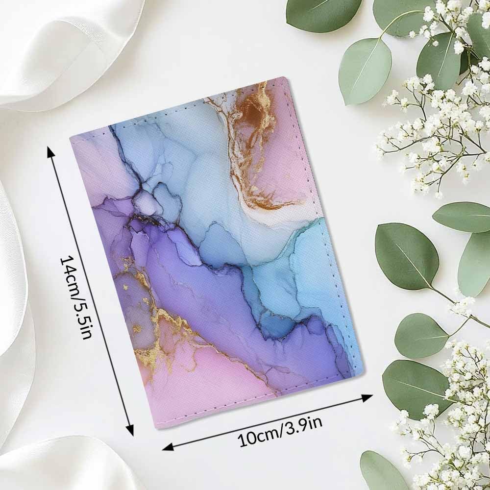Skateboard Dogs Passport Holder for Travel Different Dogs Wearing Scarves PU Leather Passport Cover Wallet Cute Passport Card Holder for Women and Men