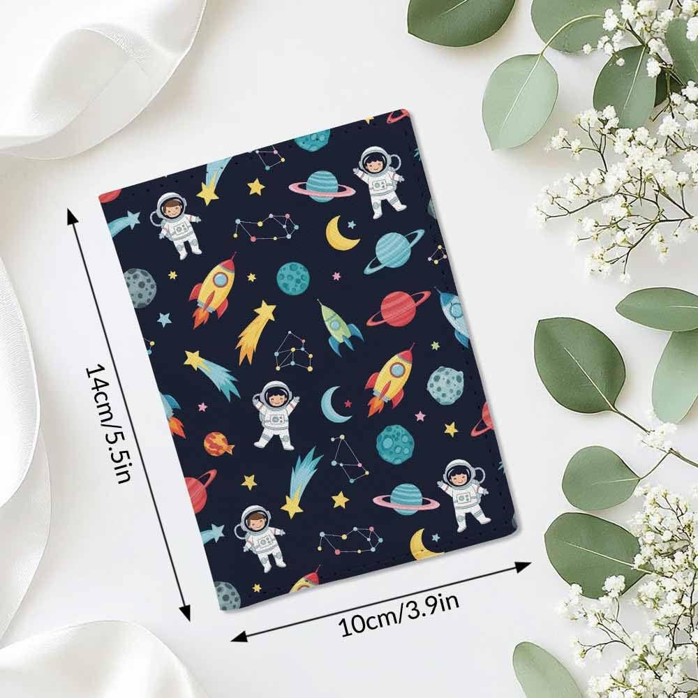 Skateboard Dogs Passport Holder for Travel Different Dogs Wearing Scarves PU Leather Passport Cover Wallet Cute Passport Card Holder for Women and Men