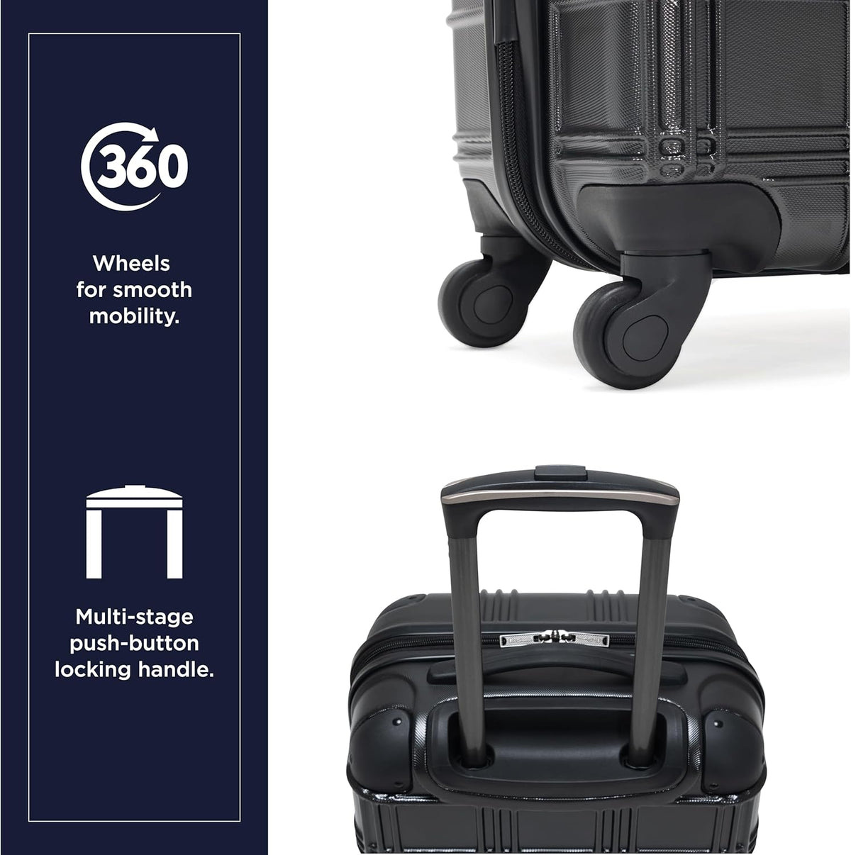 Nottingham Lightweight Hardside 4-Wheel Spinner Travel Luggage, Rose Gold, 20-Inch Carry On