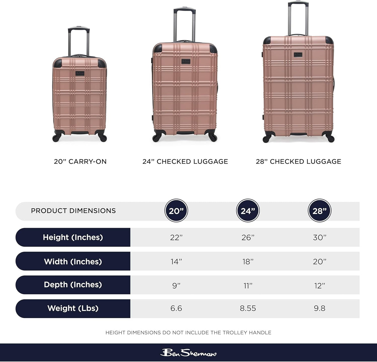 Nottingham Lightweight Hardside 4-Wheel Spinner Travel Luggage, Rose Gold, 20-Inch Carry On