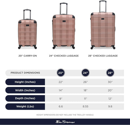 Nottingham Lightweight Hardside 4-Wheel Spinner Travel Luggage, Rose Gold, 20-Inch Carry On