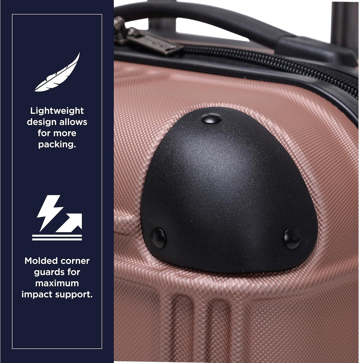 Nottingham Lightweight Hardside 4-Wheel Spinner Travel Luggage, Rose Gold, 20-Inch Carry On