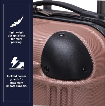 Nottingham Lightweight Hardside 4-Wheel Spinner Travel Luggage, Rose Gold, 20-Inch Carry On