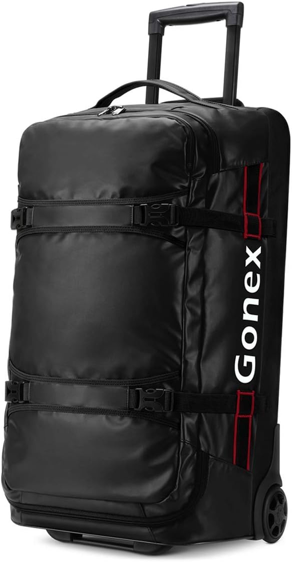 Waterproof Underseat Carry on Luggage with Wheels, 16 inch PVC Small Wheeled Travel Luggage for Airline, Rolling Overnight Weekender Suitcase for Men Women 30L, Black