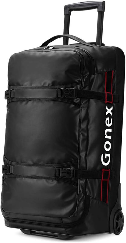 Waterproof Underseat Carry on Luggage with Wheels, 16 inch PVC Small Wheeled Travel Luggage for Airline, Rolling Overnight Weekender Suitcase for Men Women 30L, Black