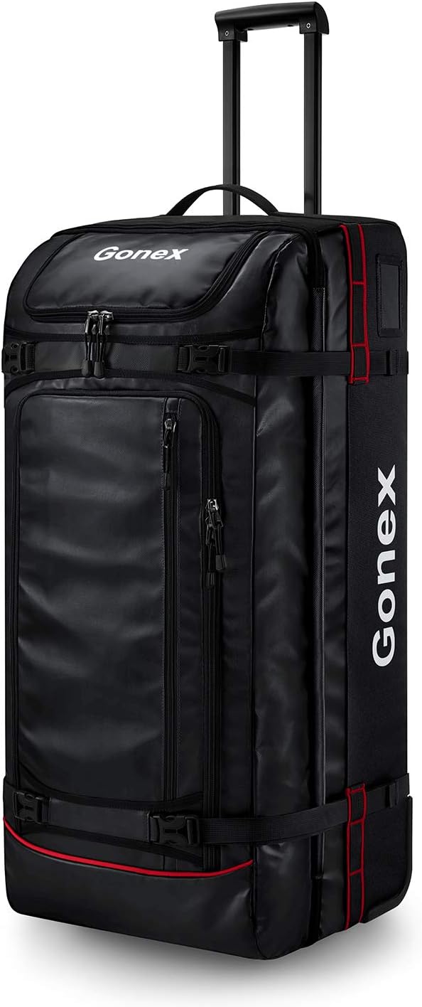 Waterproof Underseat Carry on Luggage with Wheels, 16 inch PVC Small Wheeled Travel Luggage for Airline, Rolling Overnight Weekender Suitcase for Men Women 30L, Black