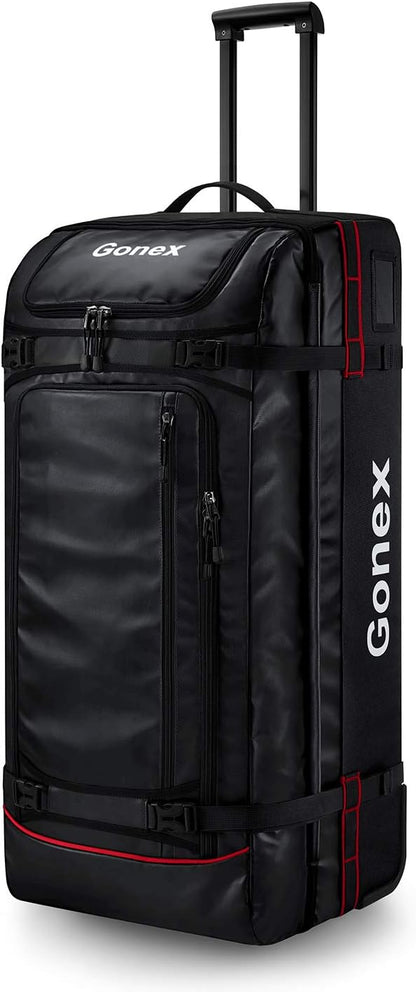 Waterproof Underseat Carry on Luggage with Wheels, 16 inch PVC Small Wheeled Travel Luggage for Airline, Rolling Overnight Weekender Suitcase for Men Women 30L, Black
