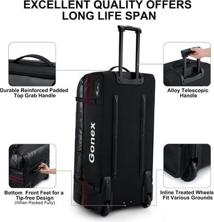Waterproof Underseat Carry on Luggage with Wheels, 16 inch PVC Small Wheeled Travel Luggage for Airline, Rolling Overnight Weekender Suitcase for Men Women 30L, Black