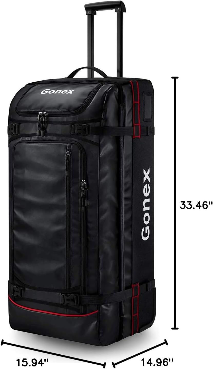Waterproof Underseat Carry on Luggage with Wheels, 16 inch PVC Small Wheeled Travel Luggage for Airline, Rolling Overnight Weekender Suitcase for Men Women 30L, Black
