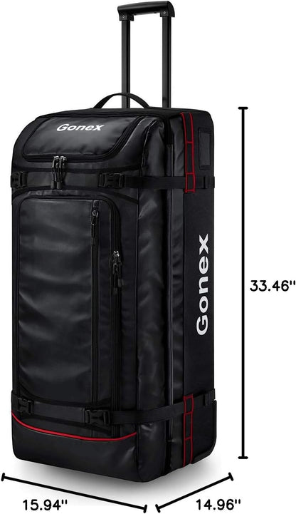 Waterproof Underseat Carry on Luggage with Wheels, 16 inch PVC Small Wheeled Travel Luggage for Airline, Rolling Overnight Weekender Suitcase for Men Women 30L, Black