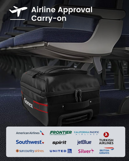 Waterproof Underseat Carry on Luggage with Wheels, 16 inch PVC Small Wheeled Travel Luggage for Airline, Rolling Overnight Weekender Suitcase for Men Women 30L, Black