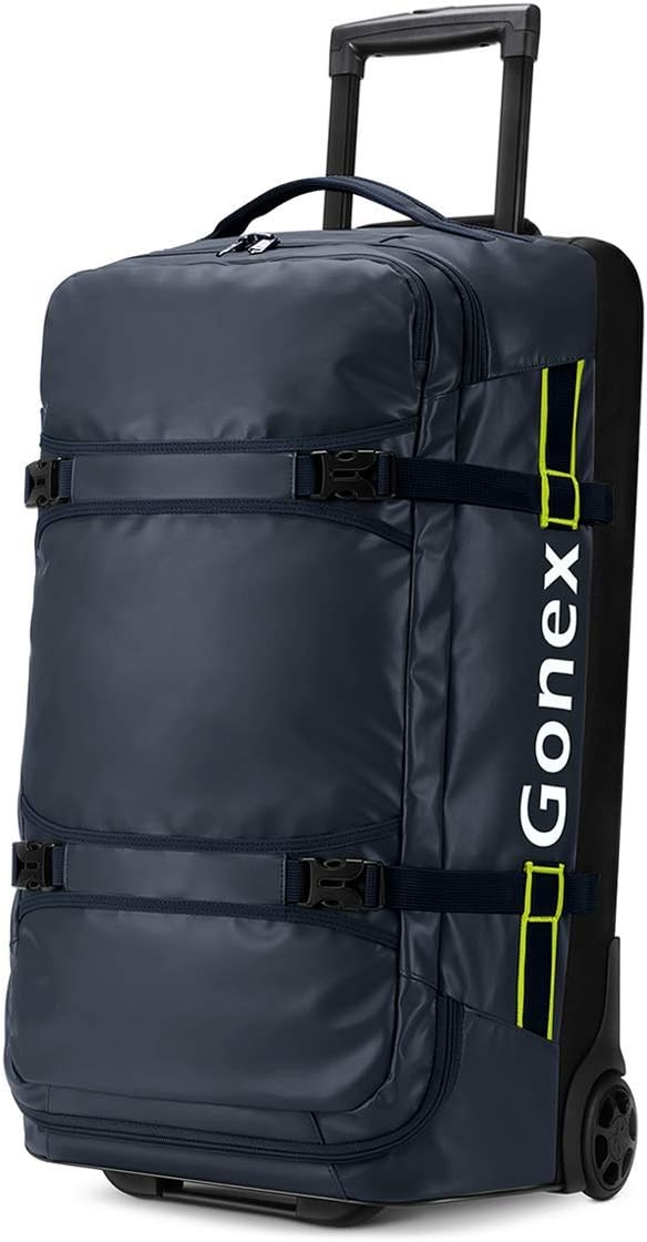 Waterproof Underseat Carry on Luggage with Wheels, 16 inch PVC Small Wheeled Travel Luggage for Airline, Rolling Overnight Weekender Suitcase for Men Women 30L, Black