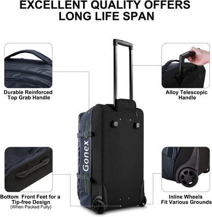 Waterproof Underseat Carry on Luggage with Wheels, 16 inch PVC Small Wheeled Travel Luggage for Airline, Rolling Overnight Weekender Suitcase for Men Women 30L, Black