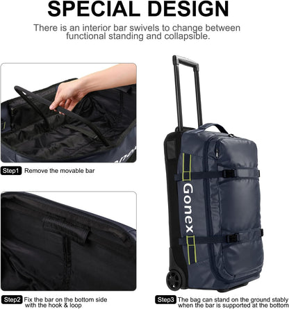 Waterproof Underseat Carry on Luggage with Wheels, 16 inch PVC Small Wheeled Travel Luggage for Airline, Rolling Overnight Weekender Suitcase for Men Women 30L, Black