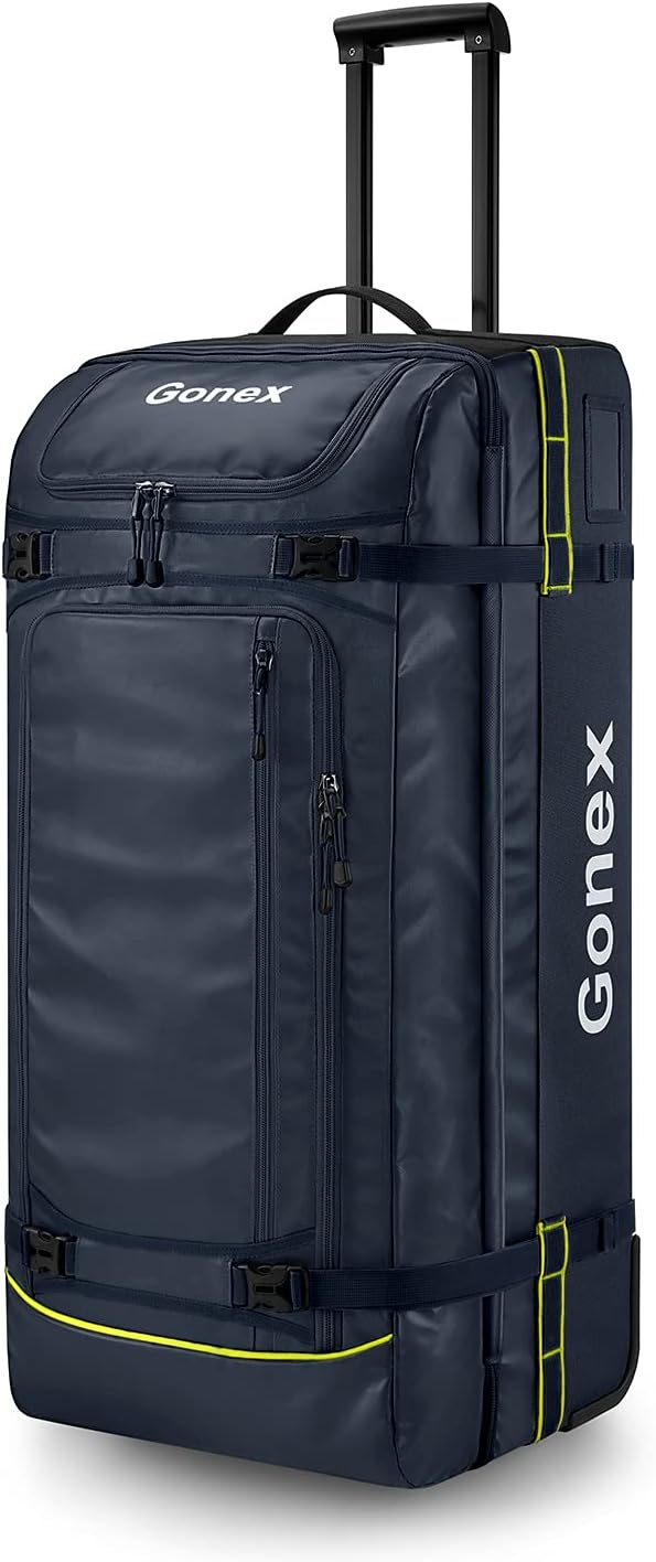 Waterproof Underseat Carry on Luggage with Wheels, 16 inch PVC Small Wheeled Travel Luggage for Airline, Rolling Overnight Weekender Suitcase for Men Women 30L, Black