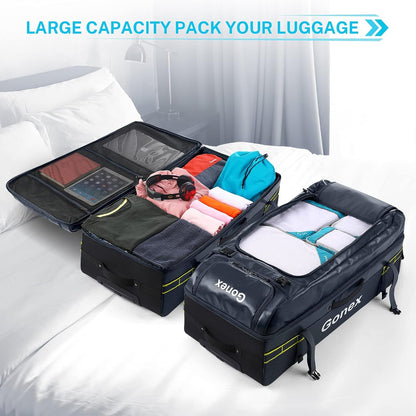 Waterproof Underseat Carry on Luggage with Wheels, 16 inch PVC Small Wheeled Travel Luggage for Airline, Rolling Overnight Weekender Suitcase for Men Women 30L, Black