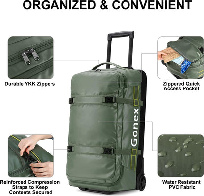 Waterproof Underseat Carry on Luggage with Wheels, 16 inch PVC Small Wheeled Travel Luggage for Airline, Rolling Overnight Weekender Suitcase for Men Women 30L, Black