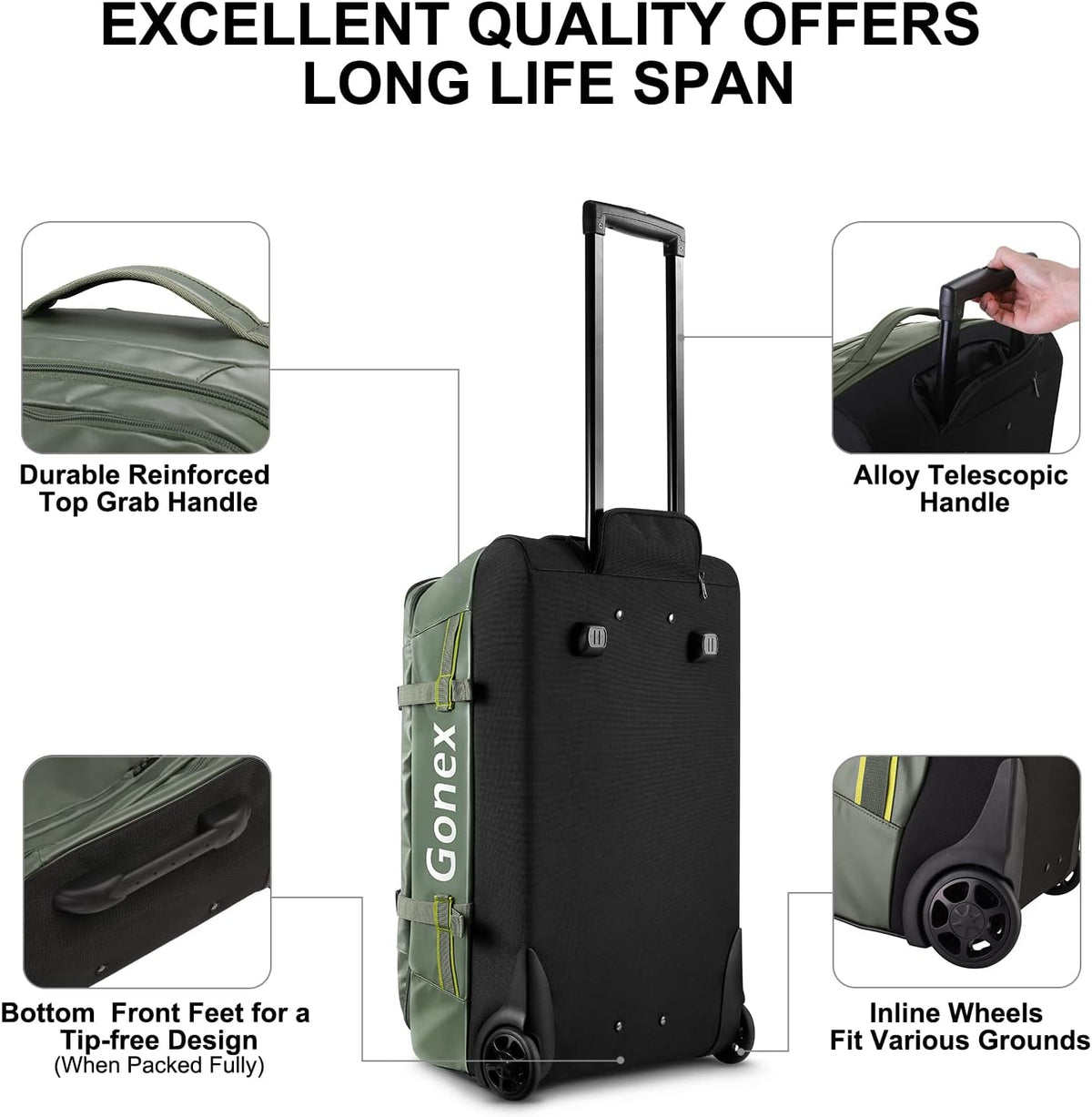 Waterproof Underseat Carry on Luggage with Wheels, 16 inch PVC Small Wheeled Travel Luggage for Airline, Rolling Overnight Weekender Suitcase for Men Women 30L, Black