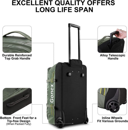 Waterproof Underseat Carry on Luggage with Wheels, 16 inch PVC Small Wheeled Travel Luggage for Airline, Rolling Overnight Weekender Suitcase for Men Women 30L, Black