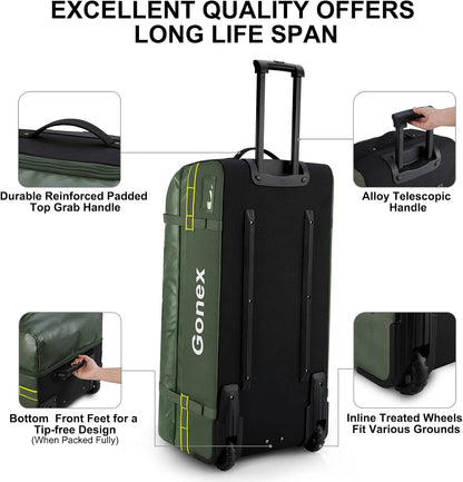Waterproof Underseat Carry on Luggage with Wheels, 16 inch PVC Small Wheeled Travel Luggage for Airline, Rolling Overnight Weekender Suitcase for Men Women 30L, Black