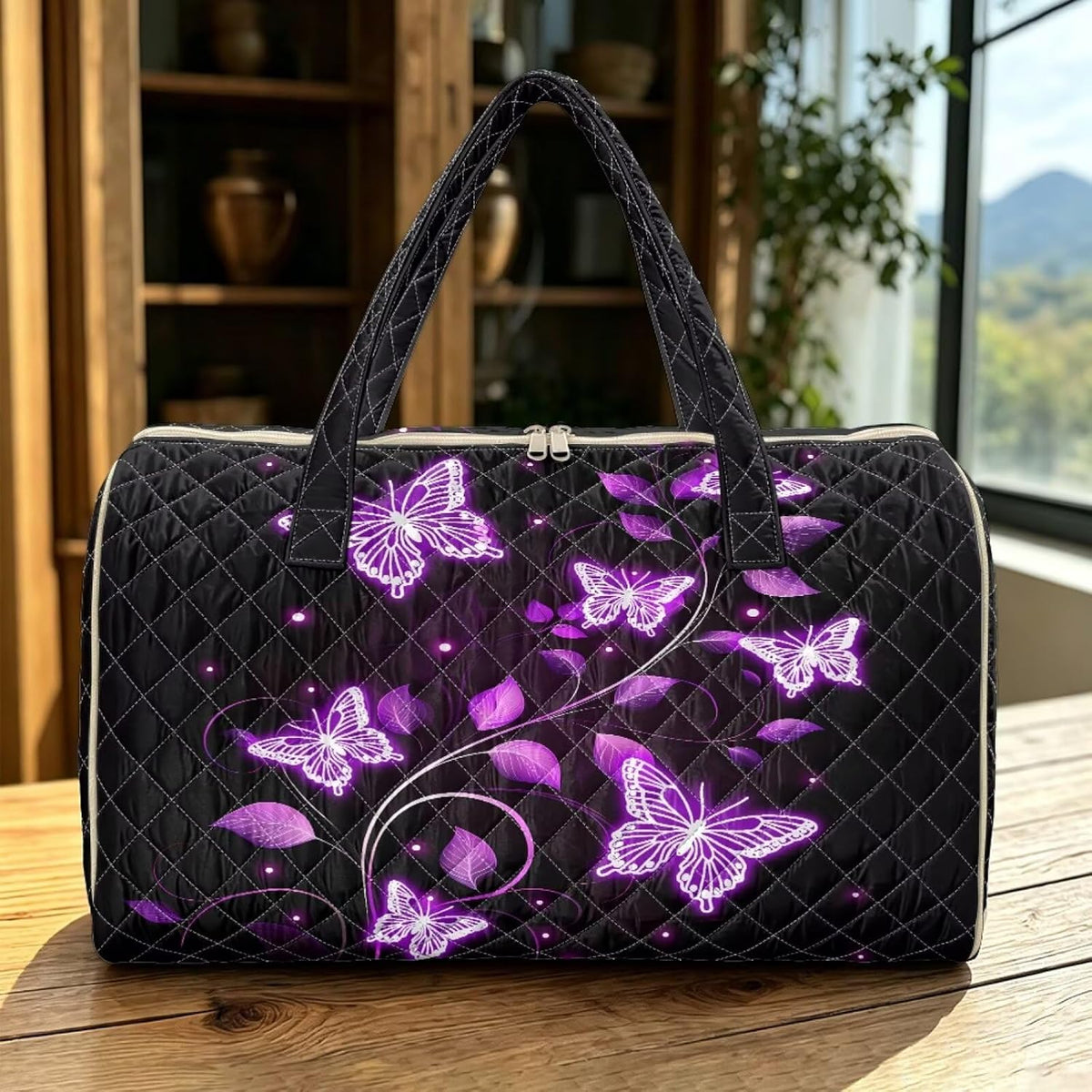 Butterfly Duffle Bag Carry On Bags for Airplanes, Waterproof Duffel Bag Overnight Large Duffel Bags Packable Duffle Pouch for Backpacker