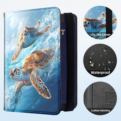 RFID Security Premium Passport and Travel Document Holder Combo, Slim PU Leather Folio Wallet with 3 Card Slots & Boarding Pass Pocket, Secure Elastic Closure Organizer, Black Crow Full Moon