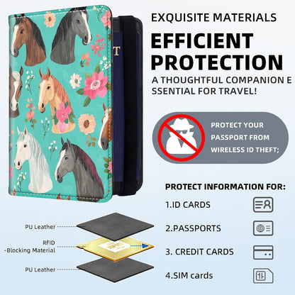 RFID Security Premium Passport and Travel Document Holder Combo, Slim PU Leather Folio Wallet with 3 Card Slots & Boarding Pass Pocket, Secure Elastic Closure Organizer, Black Crow Full Moon