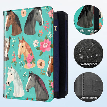 RFID Security Premium Passport and Travel Document Holder Combo, Slim PU Leather Folio Wallet with 3 Card Slots & Boarding Pass Pocket, Secure Elastic Closure Organizer, Black Crow Full Moon