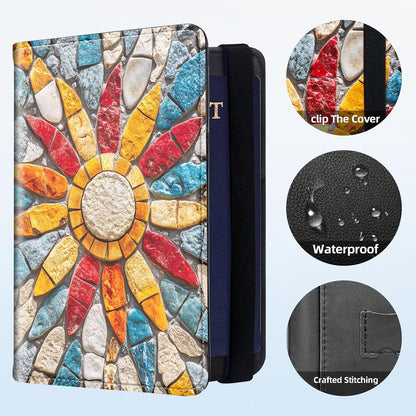 RFID Security Premium Passport and Travel Document Holder Combo, Slim PU Leather Folio Wallet with 3 Card Slots & Boarding Pass Pocket, Secure Elastic Closure Organizer, Black Crow Full Moon