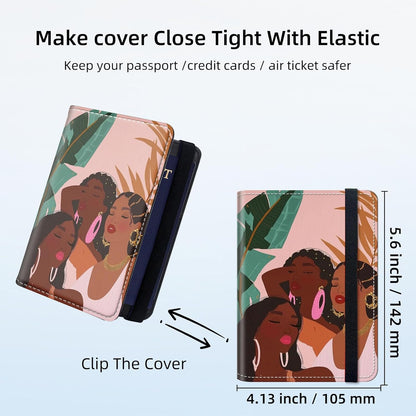 RFID Security Premium Passport and Travel Document Holder Combo, Slim PU Leather Folio Wallet with 3 Card Slots & Boarding Pass Pocket, Secure Elastic Closure Organizer, Black Crow Full Moon