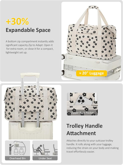 Expandable Travel Duffle Bags Weekender Overnight Bags for Women Men Hospital Bag for Women Labor Delivery with Toiletry Bag Waterproof