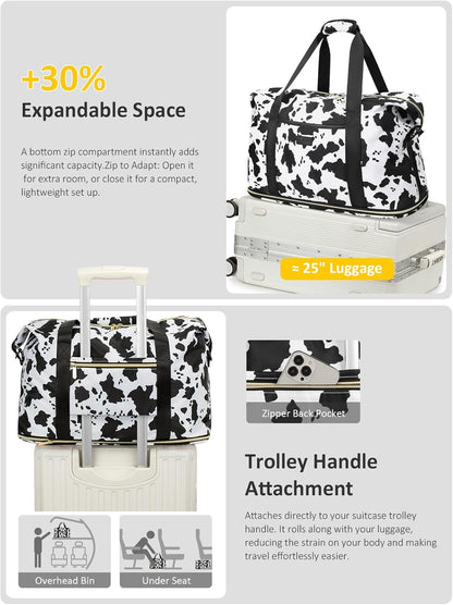 Expandable Travel Duffle Bags Weekender Overnight Bags for Women Men Hospital Bag for Women Labor Delivery with Toiletry Bag Waterproof