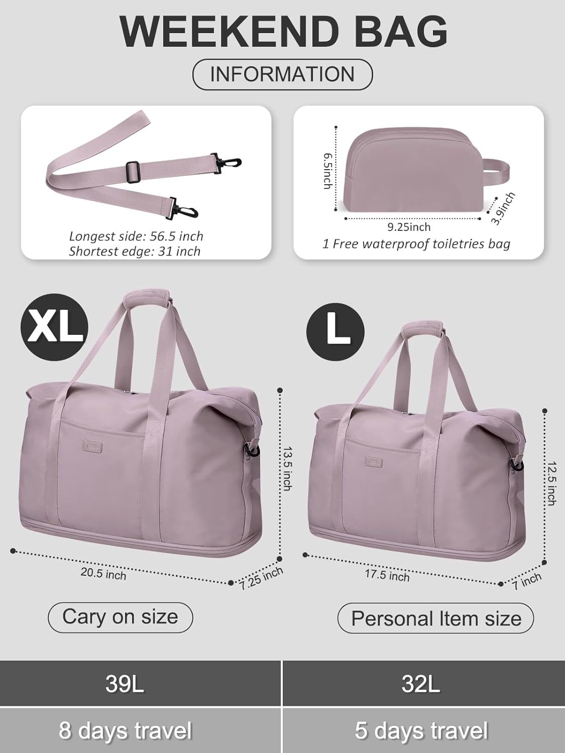 Expandable Travel Duffle Bags Weekender Overnight Bags for Women Men Hospital Bag for Women Labor Delivery with Toiletry Bag Waterproof