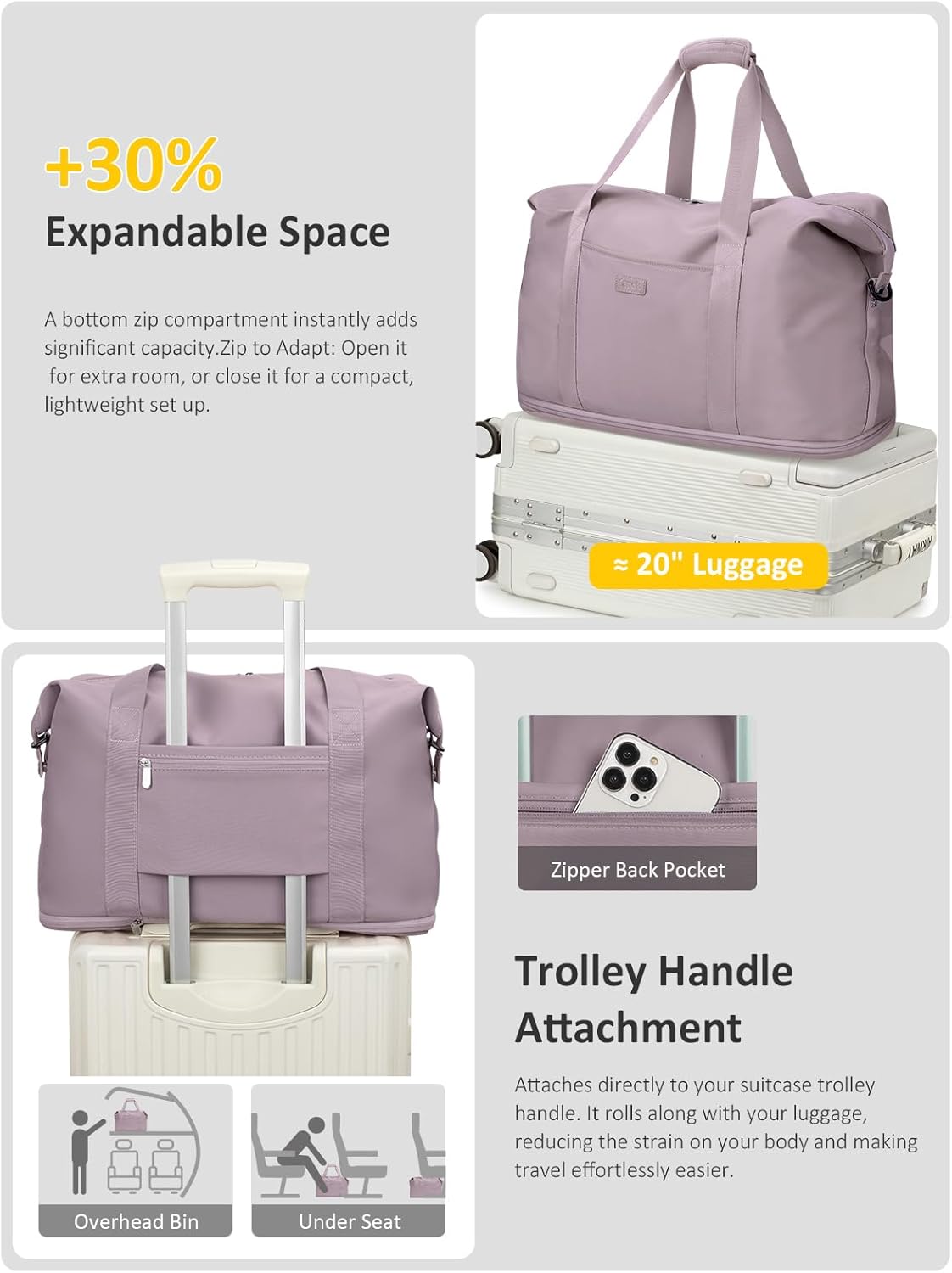 Expandable Travel Duffle Bags Weekender Overnight Bags for Women Men Hospital Bag for Women Labor Delivery with Toiletry Bag Waterproof