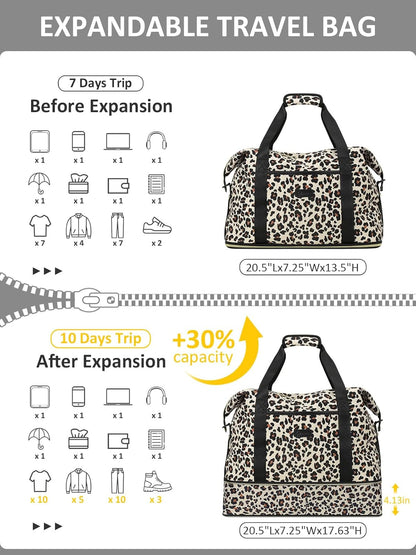 Expandable Travel Duffle Bags Weekender Overnight Bags for Women Men Hospital Bag for Women Labor Delivery with Toiletry Bag Waterproof