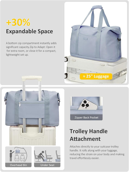 Expandable Travel Duffle Bags Weekender Overnight Bags for Women Men Hospital Bag for Women Labor Delivery with Toiletry Bag Waterproof
