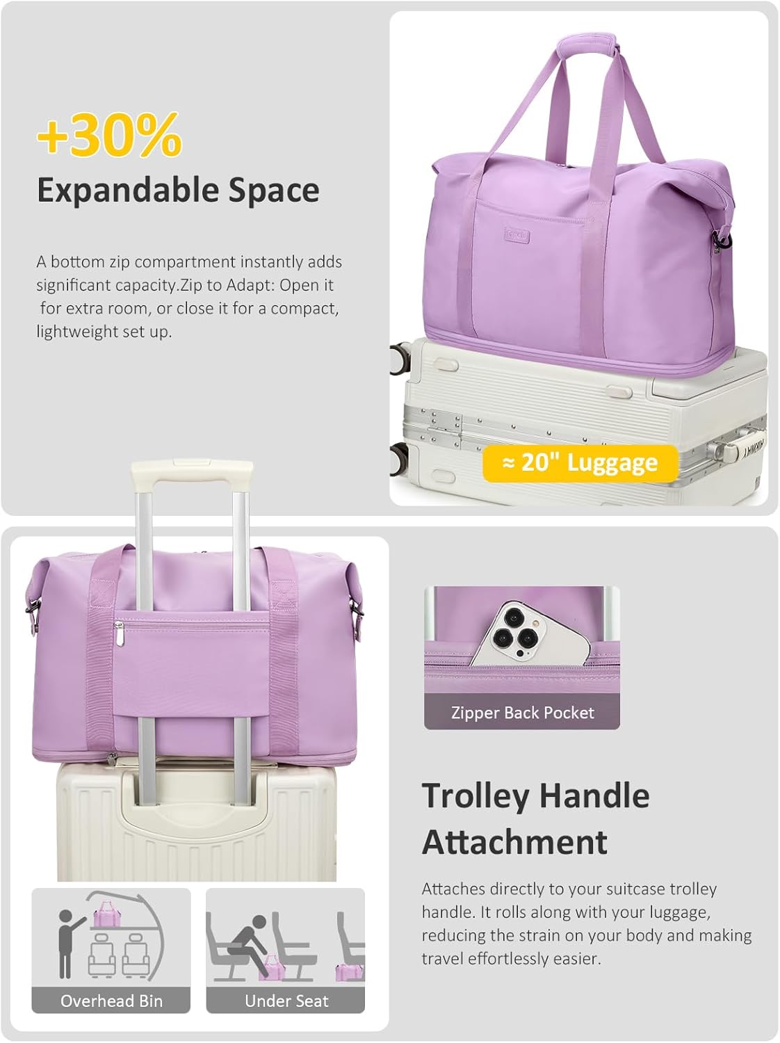 Expandable Travel Duffle Bags Weekender Overnight Bags for Women Men Hospital Bag for Women Labor Delivery with Toiletry Bag Waterproof
