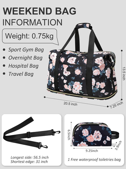 Expandable Travel Duffle Bags Weekender Overnight Bags for Women Men Hospital Bag for Women Labor Delivery with Toiletry Bag Waterproof